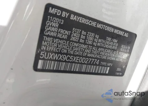 2014 BMW X3 xDrive28I z USA, uszkodzony, nr VIN 5UXWX9C5XE0D27774